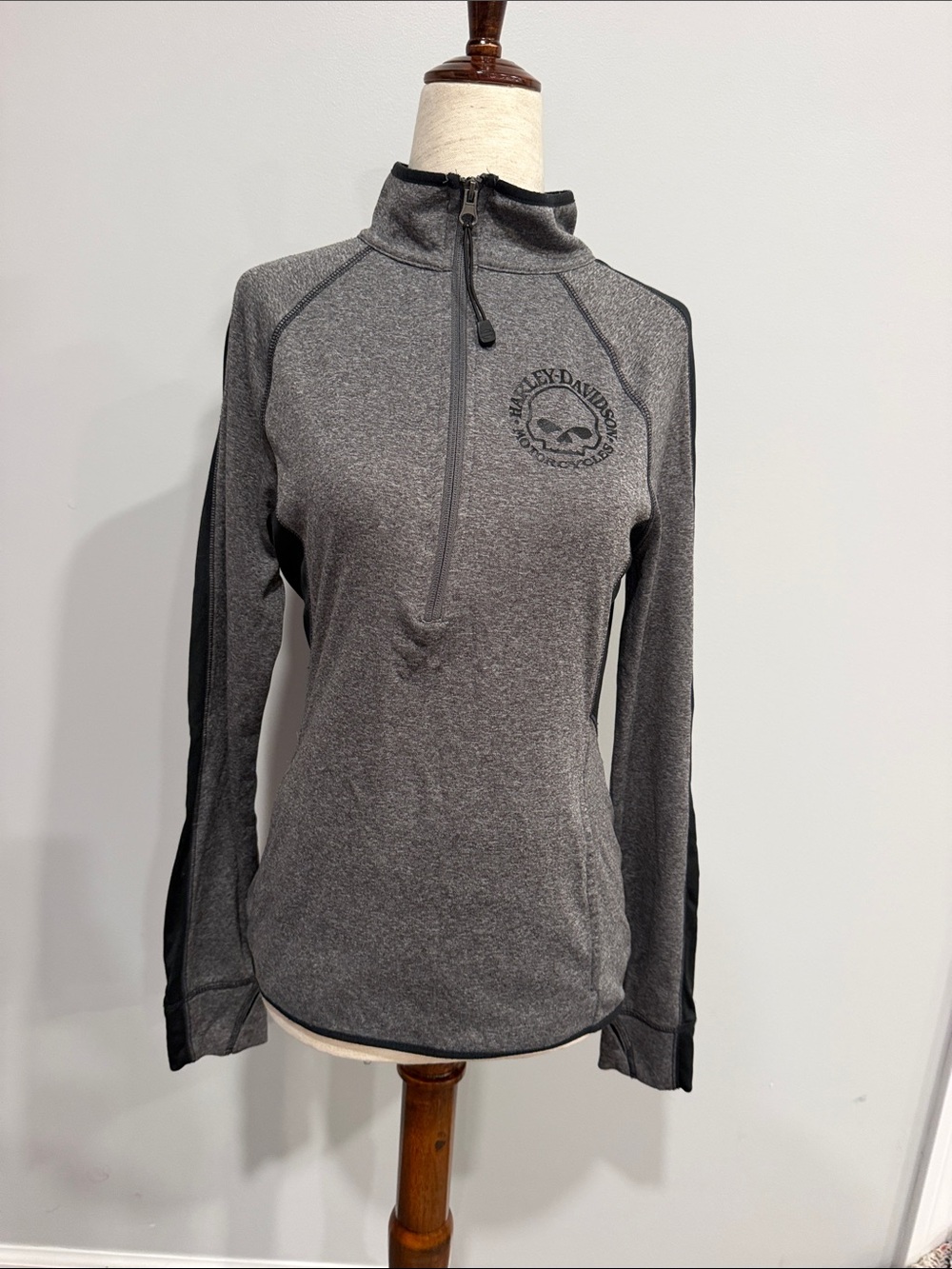 Harley-Davidson Women’s Heather Gray Quarter-Zip Pullover Small
